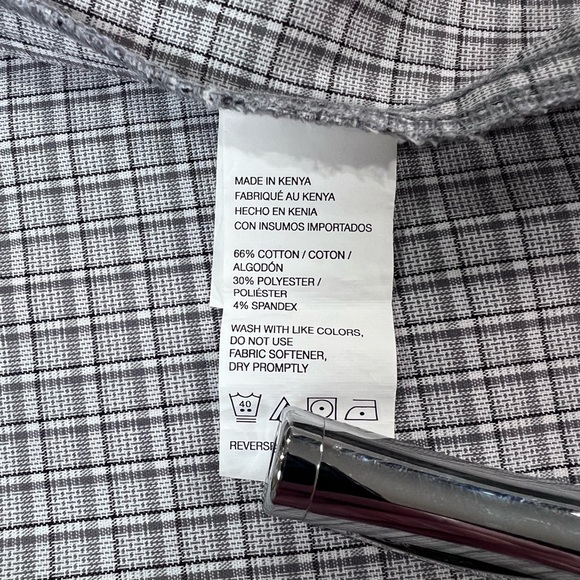 Van Heusen Men's Gray Checkered Button Down Shirt - Picture 5 of 9